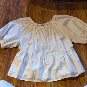 Old Navy White Peasant Peplum Blouse